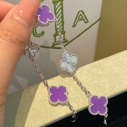 [Echo]CLOVER  5 MOTIFS  PURPLE VIOLET BRACELET SILVER