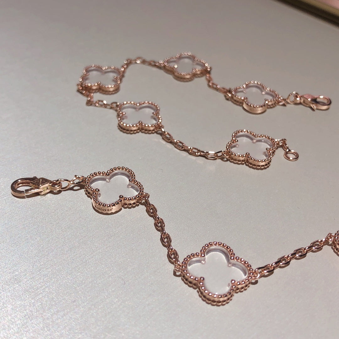 [ECHO ]CLOVER 5 MOTIF ROCK CRYSTAL BRACELET