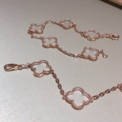 [ECHO ]CLOVER 5 MOTIF ROCK CRYSTAL BRACELET