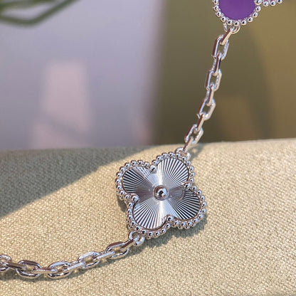 [Echo]CLOVER  5 MOTIFS  PURPLE VIOLET BRACELET SILVER