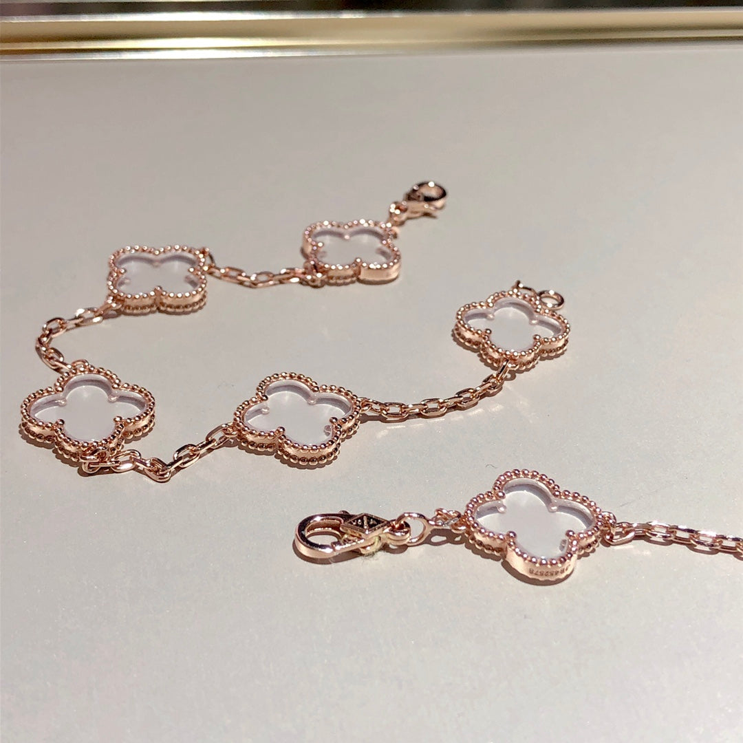 [ECHO ]CLOVER 5 MOTIF ROCK CRYSTAL BRACELET