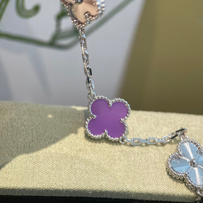 [Echo]CLOVER  5 MOTIFS  PURPLE VIOLET BRACELET SILVER