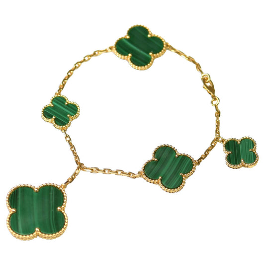 [Echo ]MAGIC CLOVER MALACHITE GOLD BRACELET 5 MOTIFS