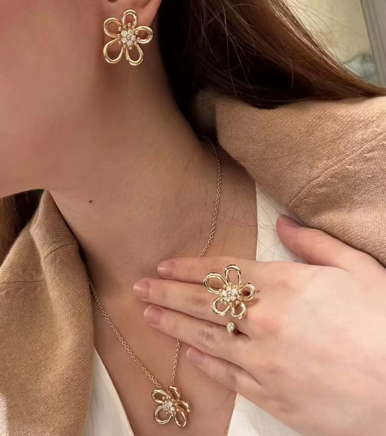 [ECHO ]NEW FLOWERLACE'S  SUNFLOWER STUD EARRINGS