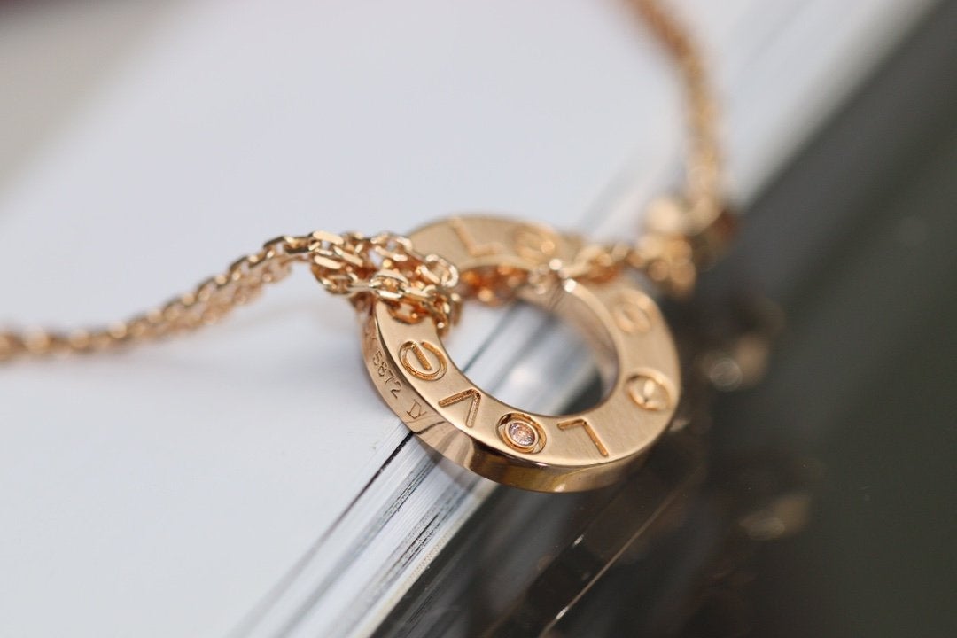 [Echo] LOVE Halskette verstellbar Roségold 2 Diamanten 
