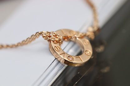 [Echo] LOVE Halskette verstellbar Roségold 2 Diamanten 