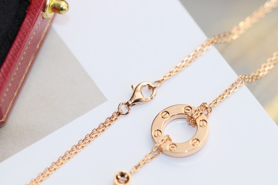 [Echo] LOVE Halskette verstellbar Roségold 2 Diamanten 