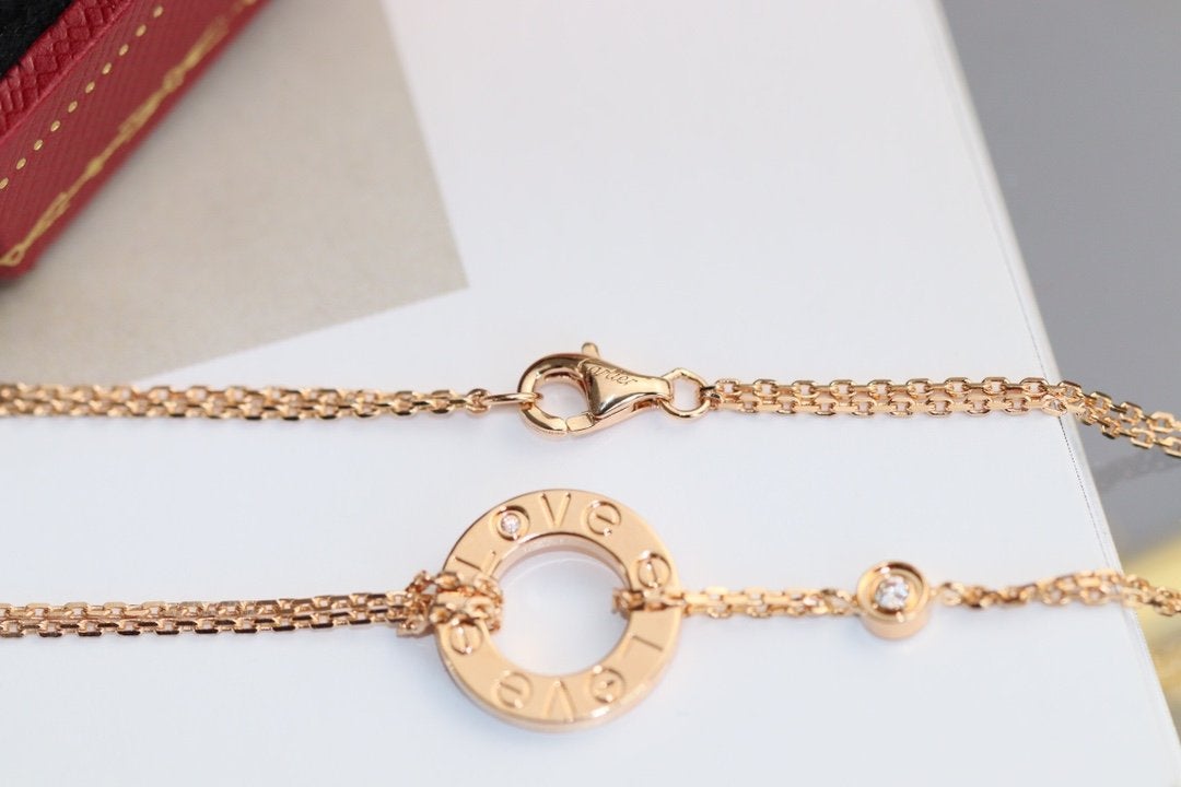 [Echo] LOVE Halskette verstellbar Roségold 2 Diamanten 
