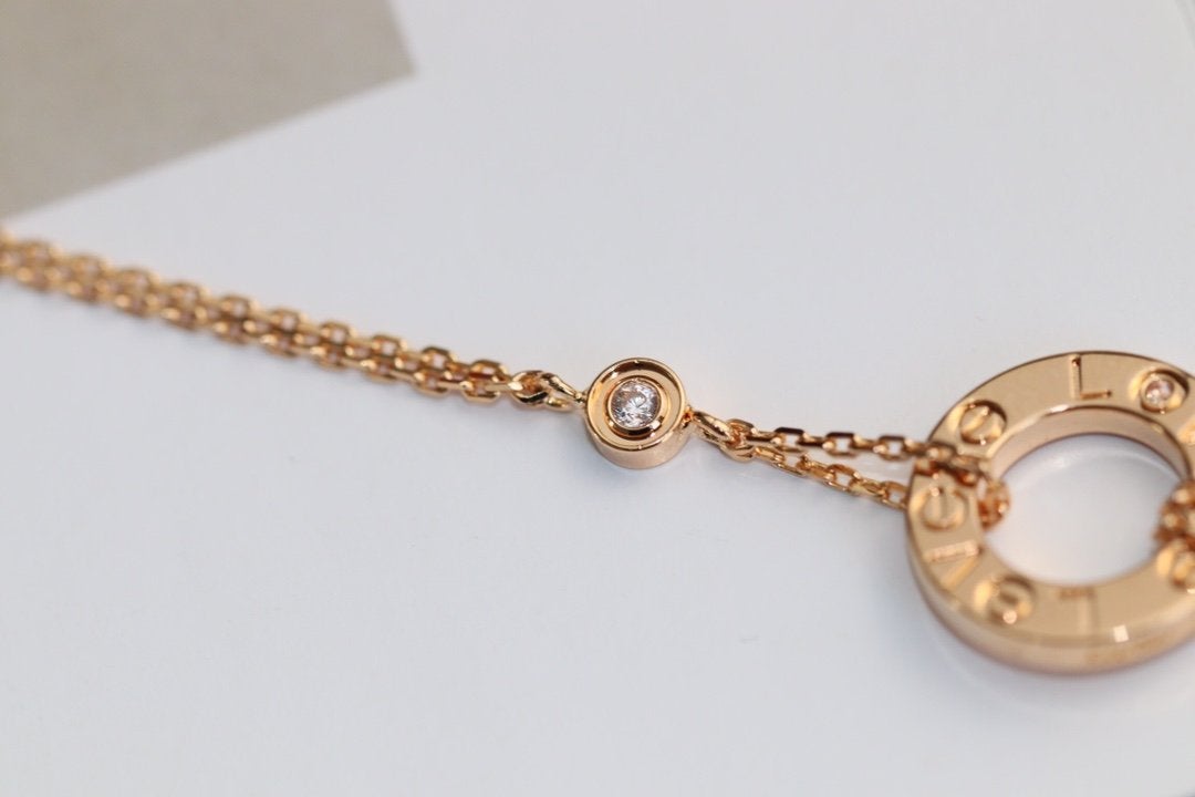 [Echo] LOVE Halskette verstellbar Roségold 2 Diamanten 