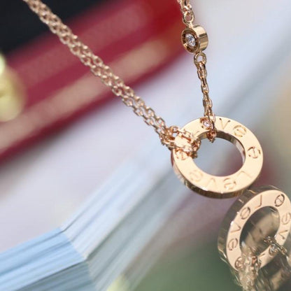 [Echo] LOVE Halskette verstellbar Roségold 2 Diamanten 