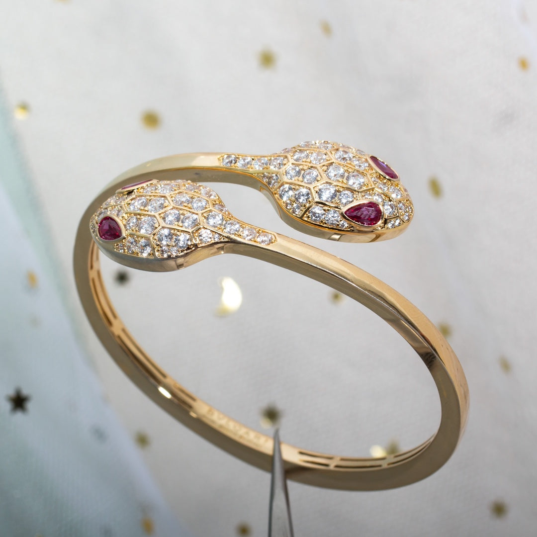 [Echo ]SERPENTI BRACELET PINK GOLD DIAMOND DOUBLE SNAKE