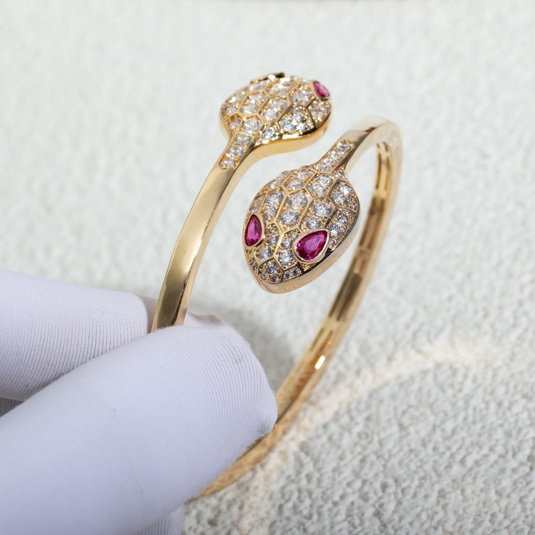 [Echo ]SERPENTI BRACELET PINK GOLD DIAMOND DOUBLE SNAKE