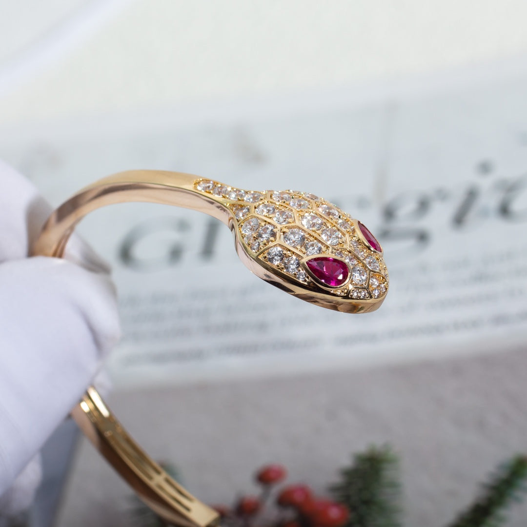 [Echo ]SERPENTI BRACELET PINK GOLD DIAMOND DOUBLE SNAKE