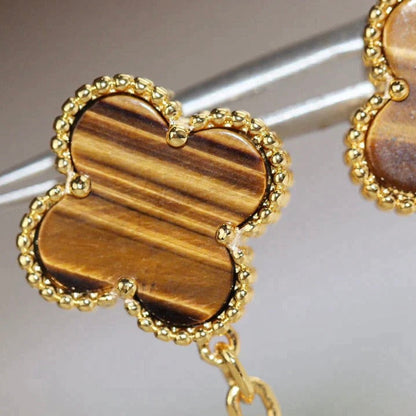 [Echo ]CLOVER  2 MOTIF  TIGER EYE CARNELIAN EARRINGS