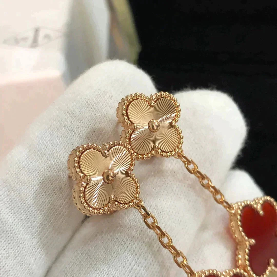 [Echo ]CLOVER 2 MOTIF  LASER CARNELIAN EARRINGS