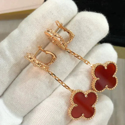 [Echo ]CLOVER 2 MOTIF  LASER CARNELIAN EARRINGS