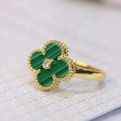 [Echo ]CLOVER MALACHITE RING GOLD DIAMOND