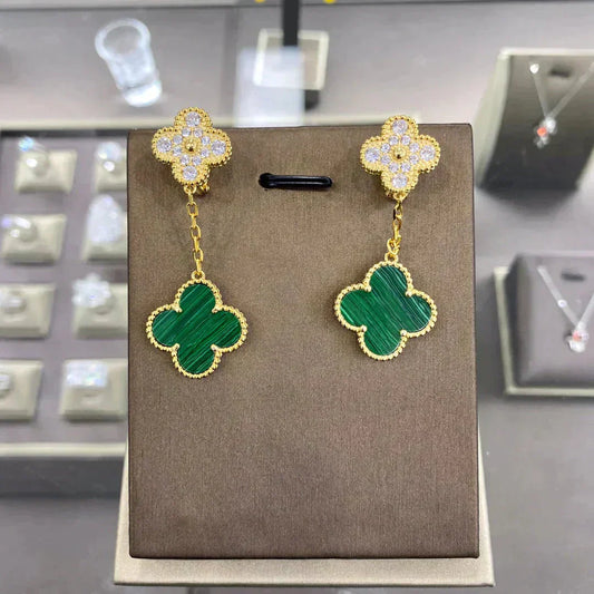 [Echo ]CLOVER  2 MOTIFS  DIAMOND  EARRINGS (MULTIPLE CHOICESç´