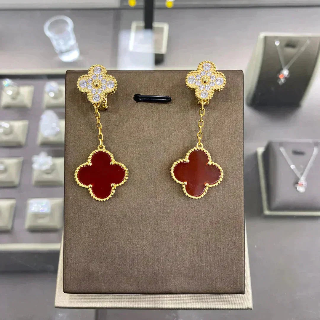 [Echo ]CLOVER  2 MOTIFS  DIAMOND  EARRINGS (MULTIPLE CHOICESç´