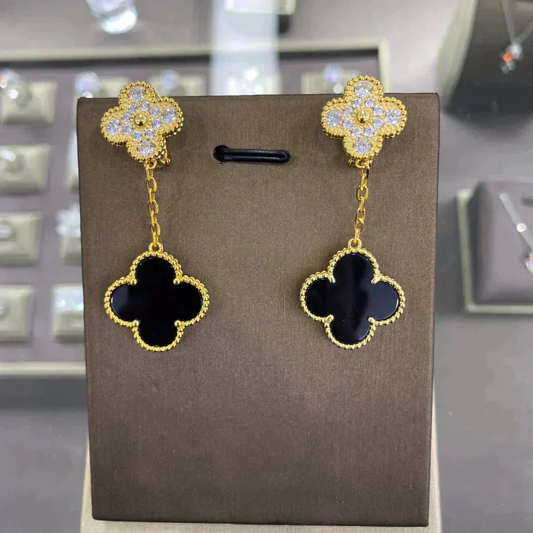 [Echo ]CLOVER  2 MOTIFS  DIAMOND  EARRINGS (MULTIPLE CHOICESç´