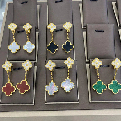 [Echo ]CLOVER  2 MOTIFS  DIAMOND  EARRINGS (MULTIPLE CHOICESç´