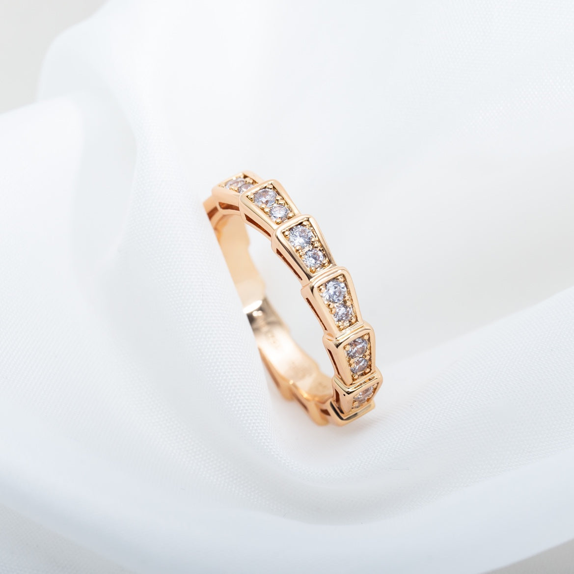 [Echo ]SERPENTI RING PINK GOLD DIAMOND PAVED 3MM