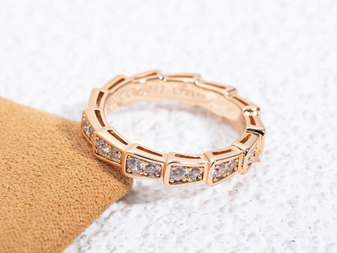 [Echo ]SERPENTI RING PINK GOLD DIAMOND PAVED 3MM