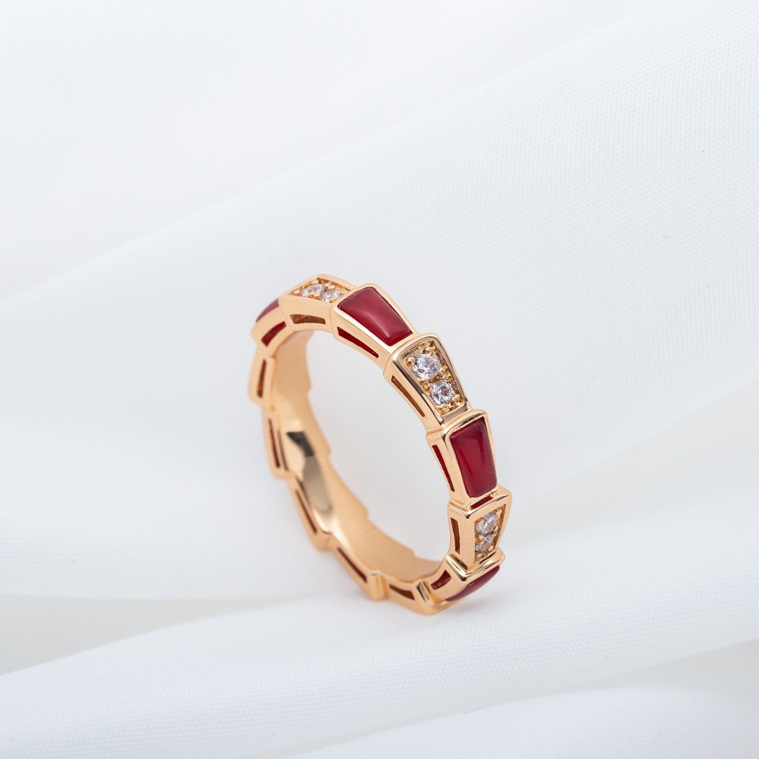 [Echo ]SERPENTI RING PINK GOLD CARNELIAN DIAMOND 3MM