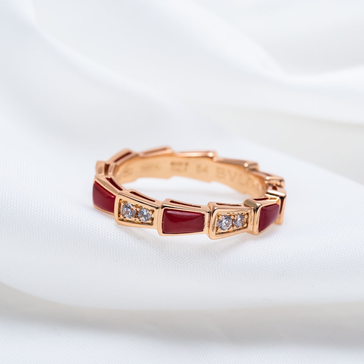 [Echo ]SERPENTI RING PINK GOLD CARNELIAN DIAMOND 3MM
