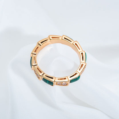 [Echo ]SERPENTI RING PINK GOLD MALACHITE DIAMOND 3MM