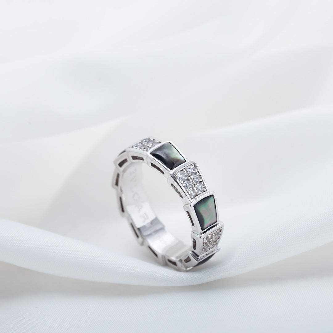 [Echo] SERPENTI RING SILBER DIAMANT SCHWARZ MOP 4MM