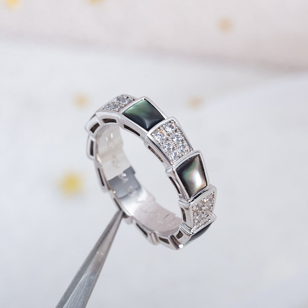 [Echo] SERPENTI RING SILBER DIAMANT SCHWARZ MOP 4MM