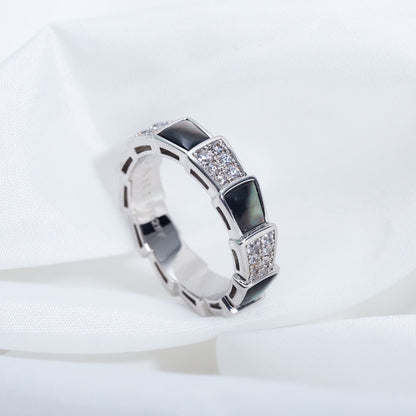 [Echo] SERPENTI RING SILBER DIAMANT SCHWARZ MOP 4MM