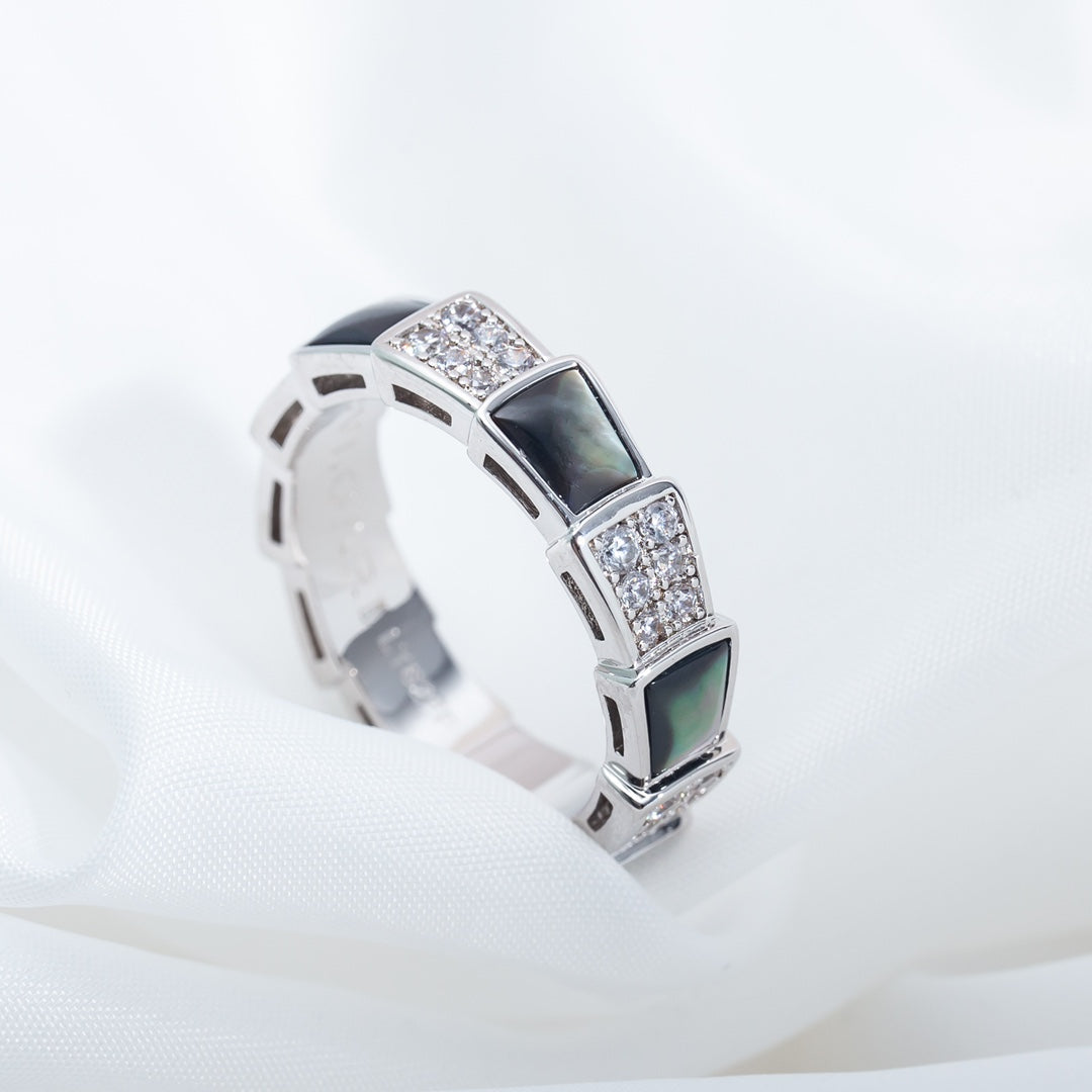 [Echo] SERPENTI RING SILBER DIAMANT SCHWARZ MOP 4MM