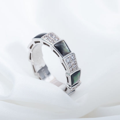 [Echo] SERPENTI RING SILBER DIAMANT SCHWARZ MOP 4MM