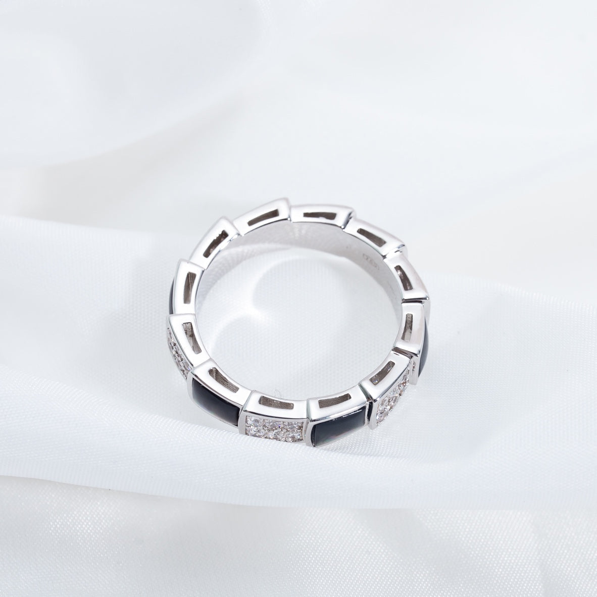 [Echo] SERPENTI RING SILBER DIAMANT SCHWARZ MOP 4MM
