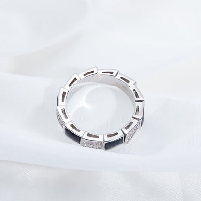 [Echo] SERPENTI RING SILBER DIAMANT SCHWARZ MOP 4MM