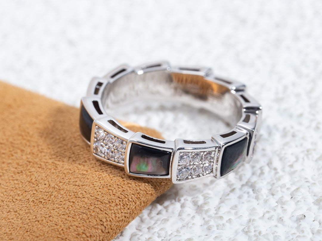 [Echo] SERPENTI RING SILBER DIAMANT SCHWARZ MOP 4MM