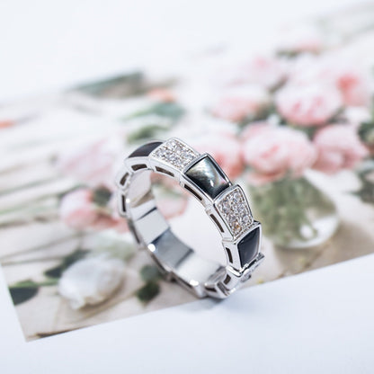 [Echo] SERPENTI RING SILBER DIAMANT SCHWARZ MOP 4MM
