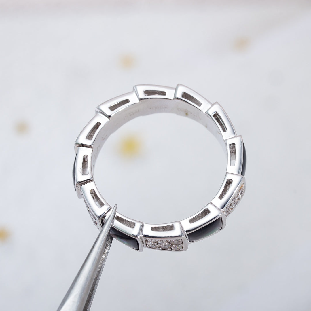 [Echo] SERPENTI RING SILBER DIAMANT SCHWARZ MOP 4MM