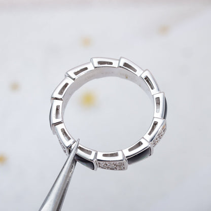 [Echo] SERPENTI RING SILBER DIAMANT SCHWARZ MOP 4MM