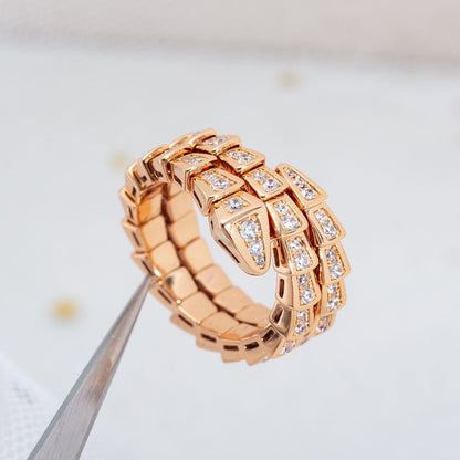 [Echo ]SERPENTI RING PINK GOLD DIAMOND DOUBLE ROW
