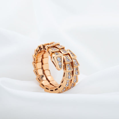 [Echo ]SERPENTI RING PINK GOLD DIAMOND DOUBLE ROW