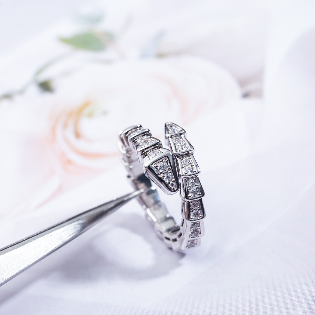[Echo ]SERPENTI RING SILVER DIAMOND PAVED 4MM