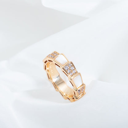 [Echo ]SERPENTI RING PINK GOLD MOP DIAMOND PAVED 4MM