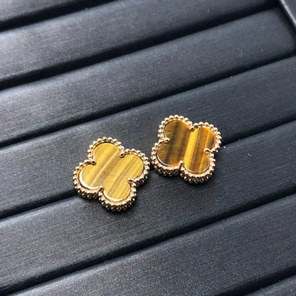 [Echo ]CLOVER MEDIUM 1 MOTIFS TIGER EYE EARRINGS