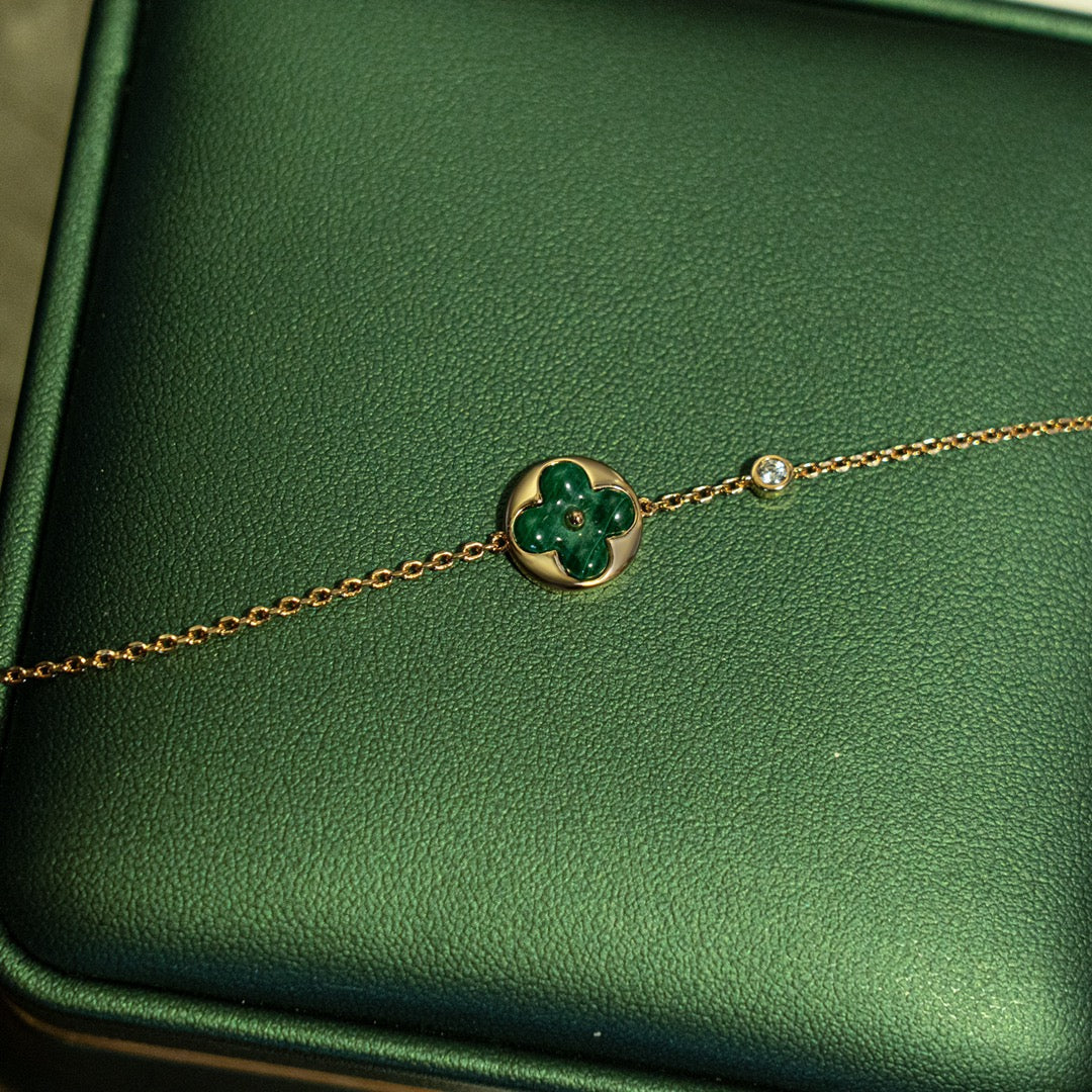 [Echo ]SUN MALACHITE 1 DIAMOND PINK GOLD BRACELET