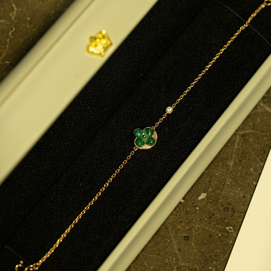 [Echo ]SUN MALACHITE 1 DIAMOND PINK GOLD BRACELET