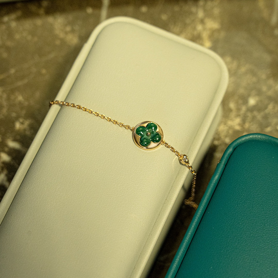 [Echo ]SUN MALACHITE 1 DIAMOND PINK GOLD BRACELET