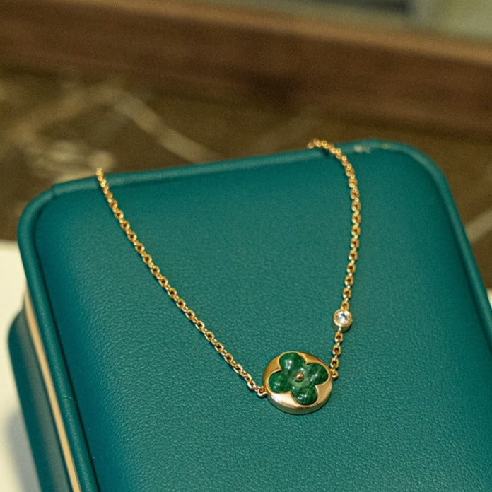 [Echo ]SUN MALACHITE 1 DIAMOND PINK GOLD BRACELET